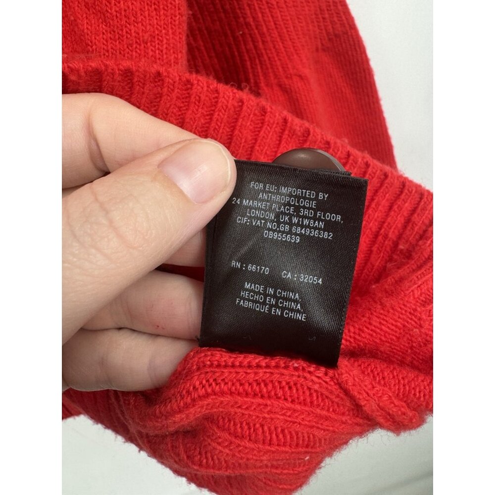 Moth By Anthropologie Bell Sleeve Cardigan Women Small Red Preppy Romantic - Picture 6 of 11